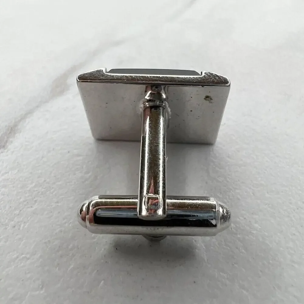 Dante Vintage Silver Tone and Black Single Cufflink